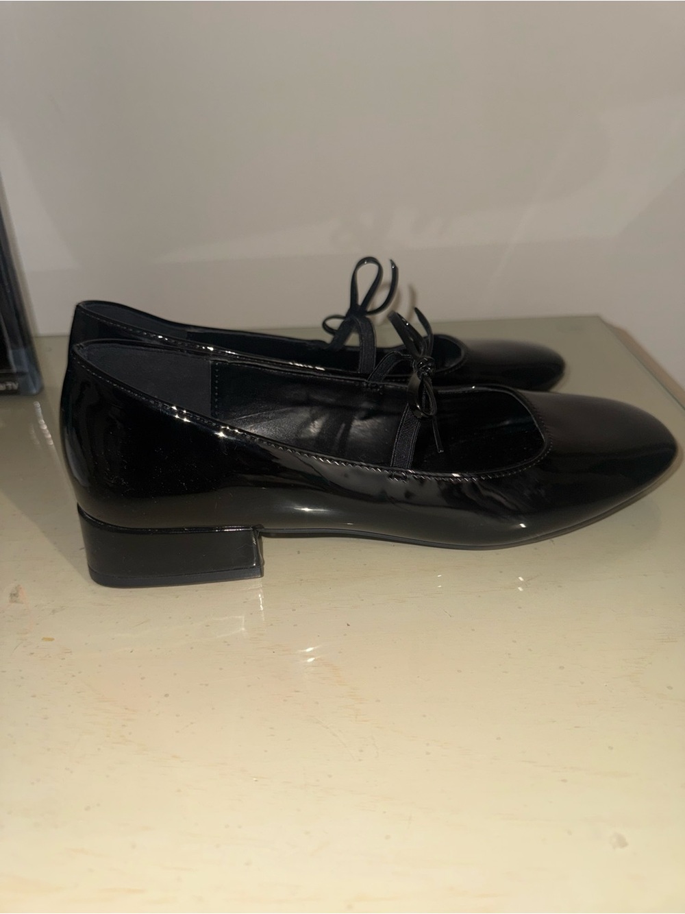 Madden Girl Black Patent Square-Toe Ballet Flats with Bow